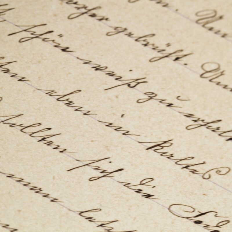 Cursive scripts on paper.